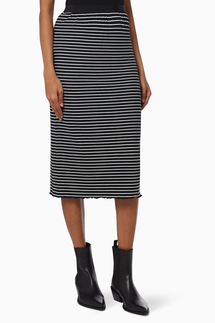 Chiodo Midi Pencil Skirt in Ribbed Jersey, Black