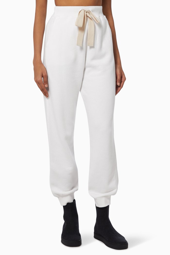 Citta Joggers in Fleece & Canvas, White