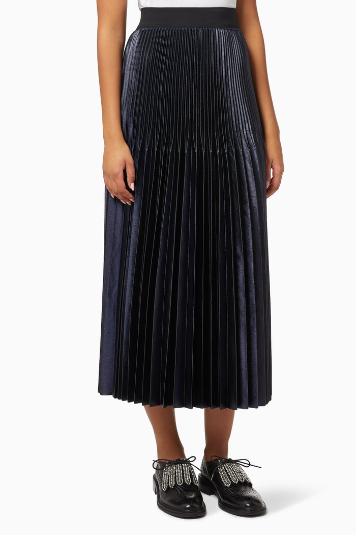 

Baule Origami Pleated Skirt in Satin, Blue