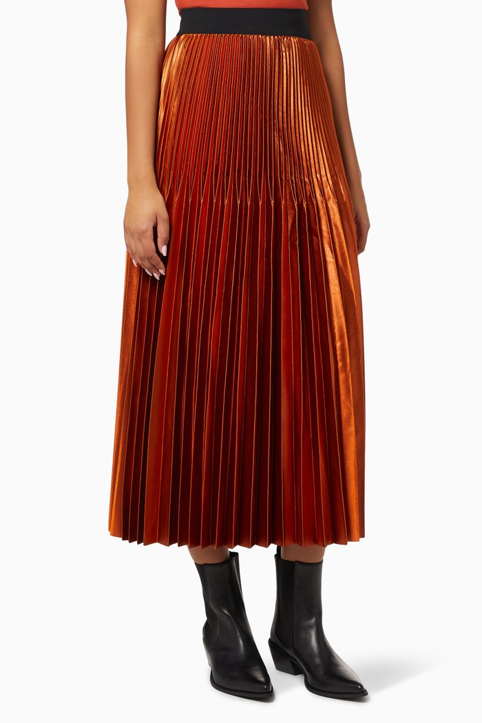

Baule Origami Pleated Skirt in Satin, Orange