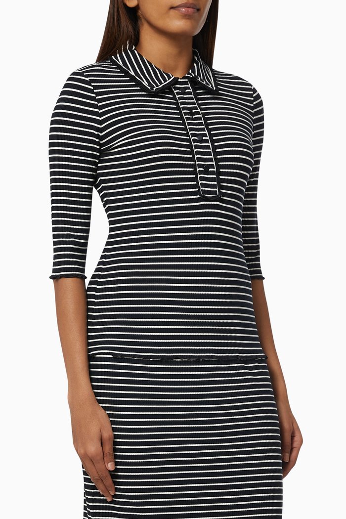 Chimera Polo Top in Ribbed Jersey, Black