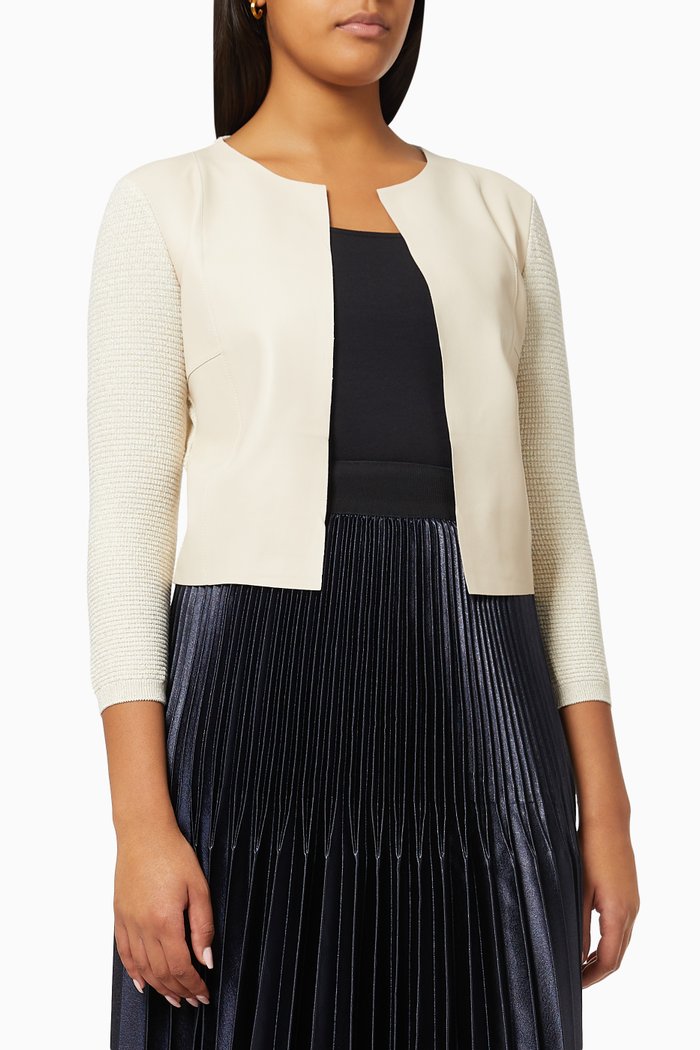 

Saba Jacket in Leather & Rayon Viscose Knit, Neutral