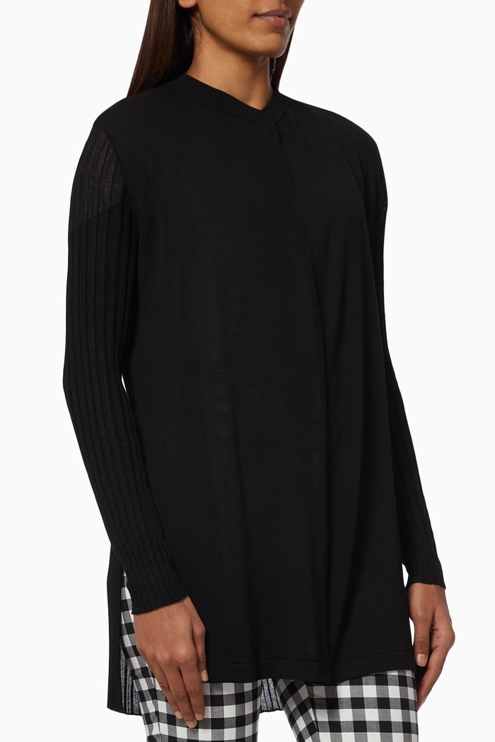 

Saetta Cardigan in Rayon Viscose-blend Knit, Black
