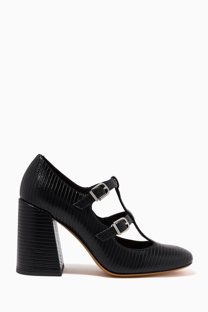 

Ippico Mary Janes in Lizard-print Faux Leather, Black