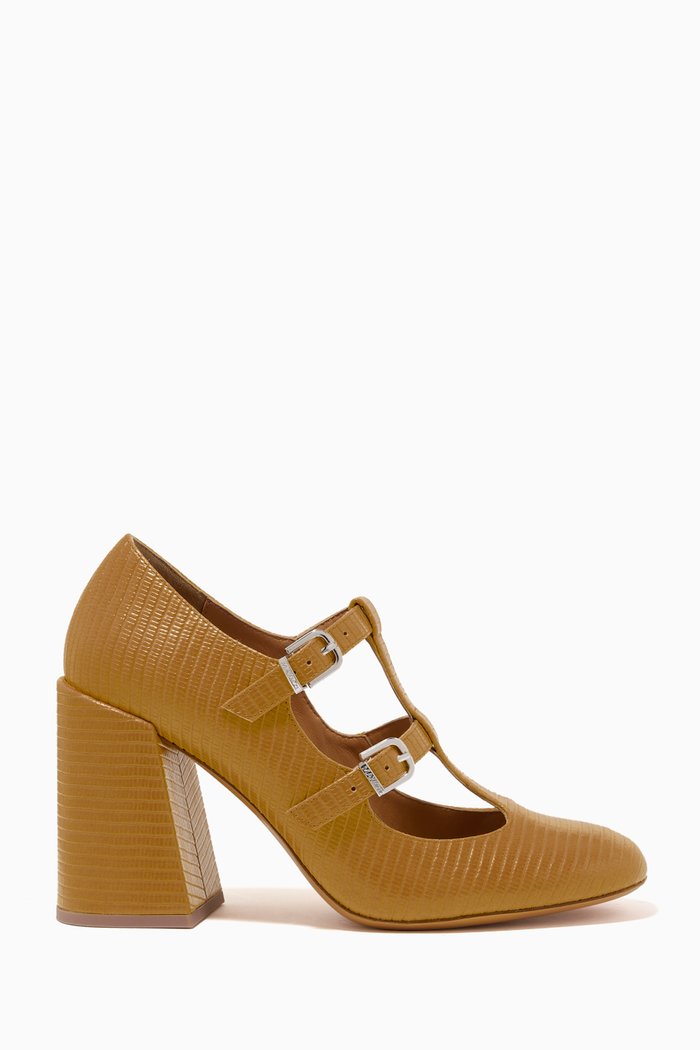 

Ippico Mary Janes in Lizard-print Faux Leather, Yellow