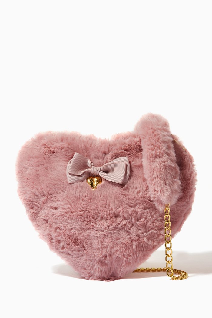 

Lillian Heart Bag in Faux Fur, Pink