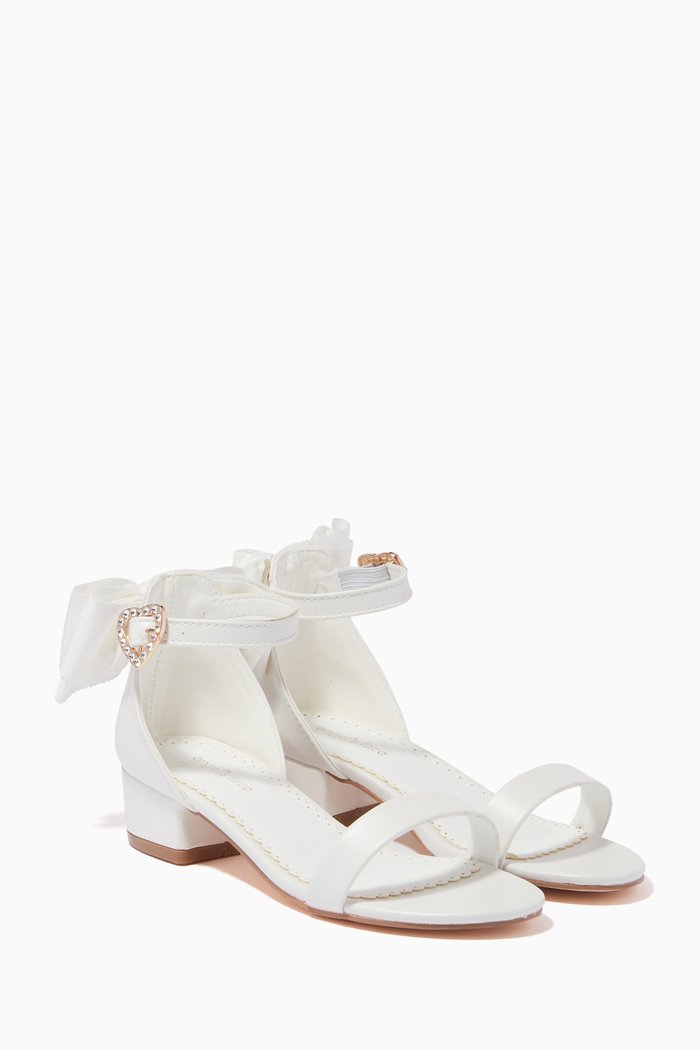 

Elice Block Heels in Faux Leather, White