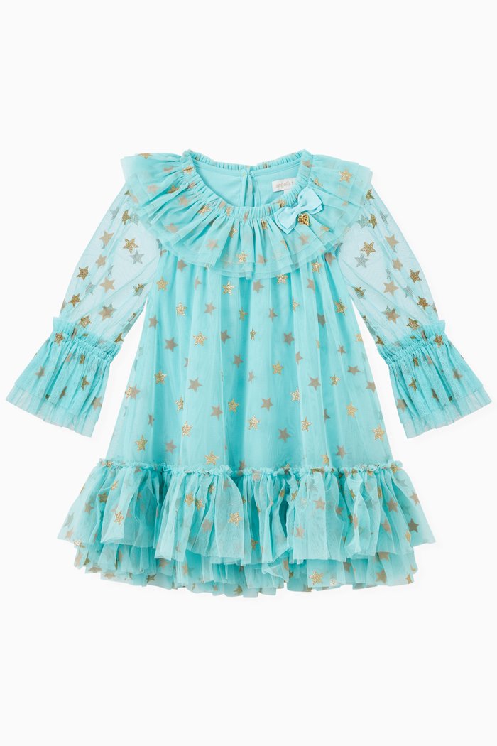 

Gretal Star Dress in Cotton and Modal, Blue
