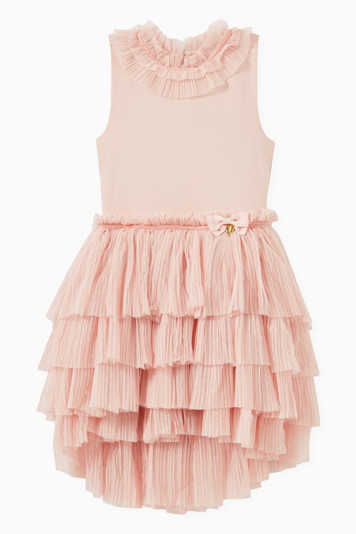 Silvia Pleated Dress in Tulle, Pink
