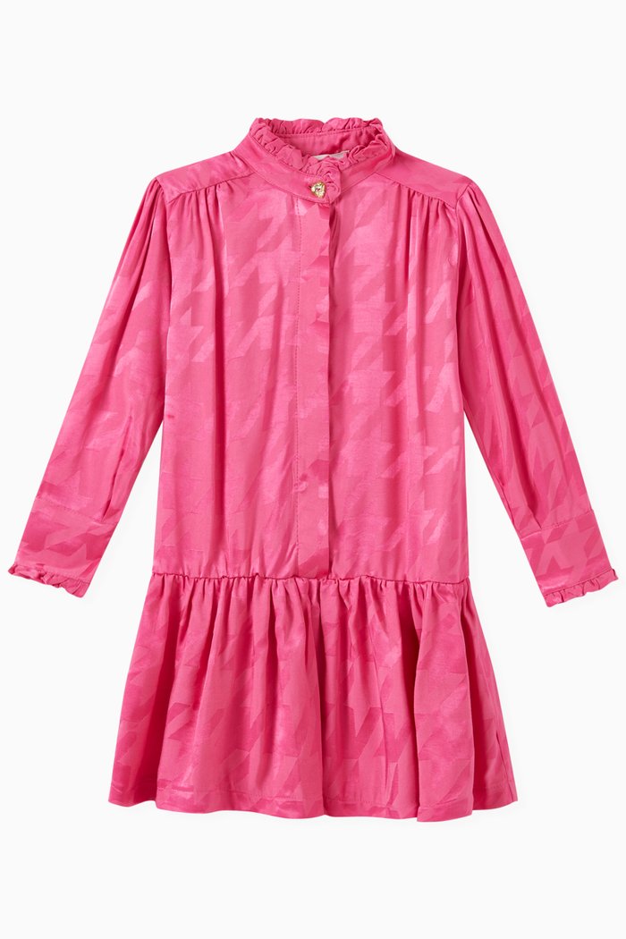 

Theodora Houndstooth Dress in Viscose, Pink