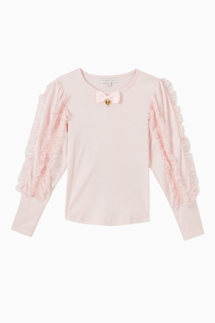 

Harlie Puff Sleeve Top in Cotton, Pink