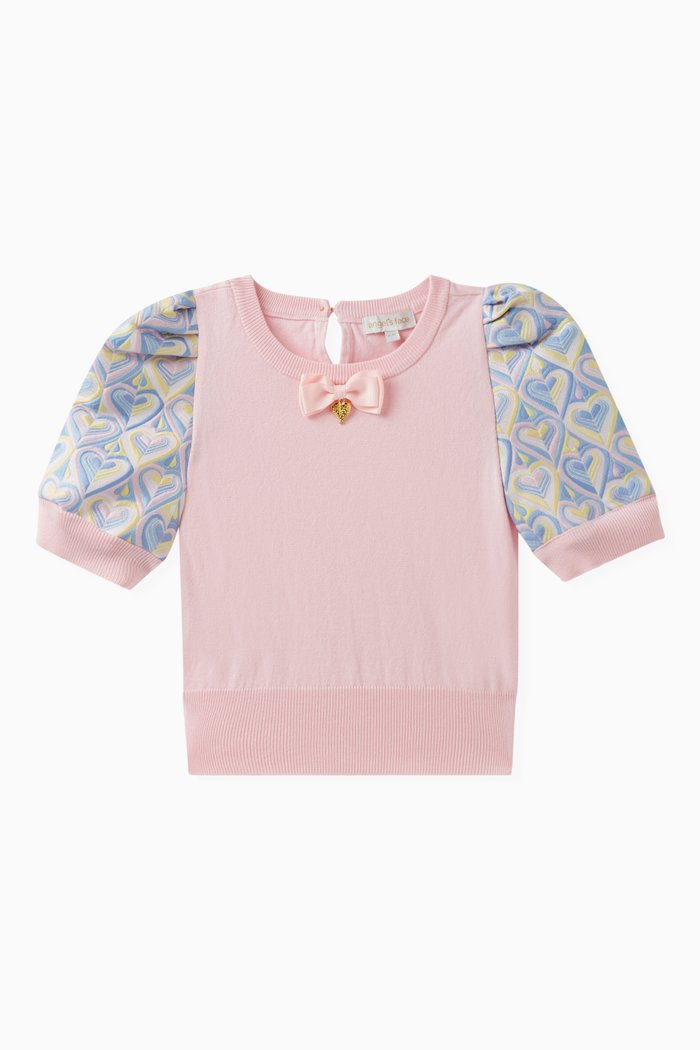 

Anais Hearts-print T-shirt in Cotton-blend, Pink