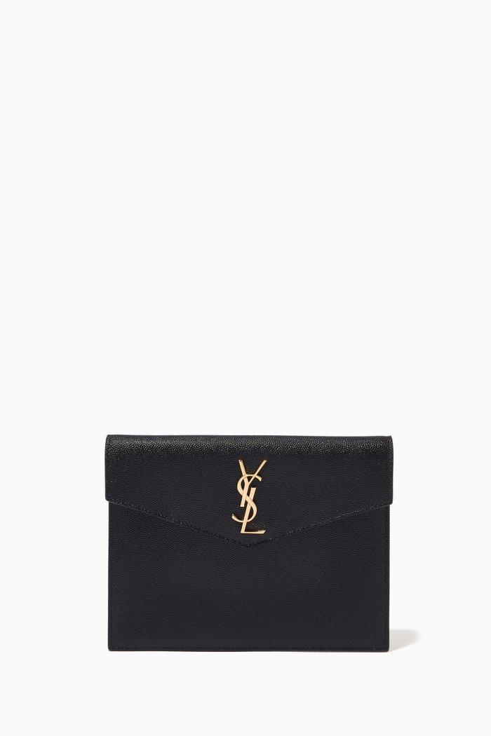

Uptown Baby Pouch in Grain de Poudre Embossed Leather, Black