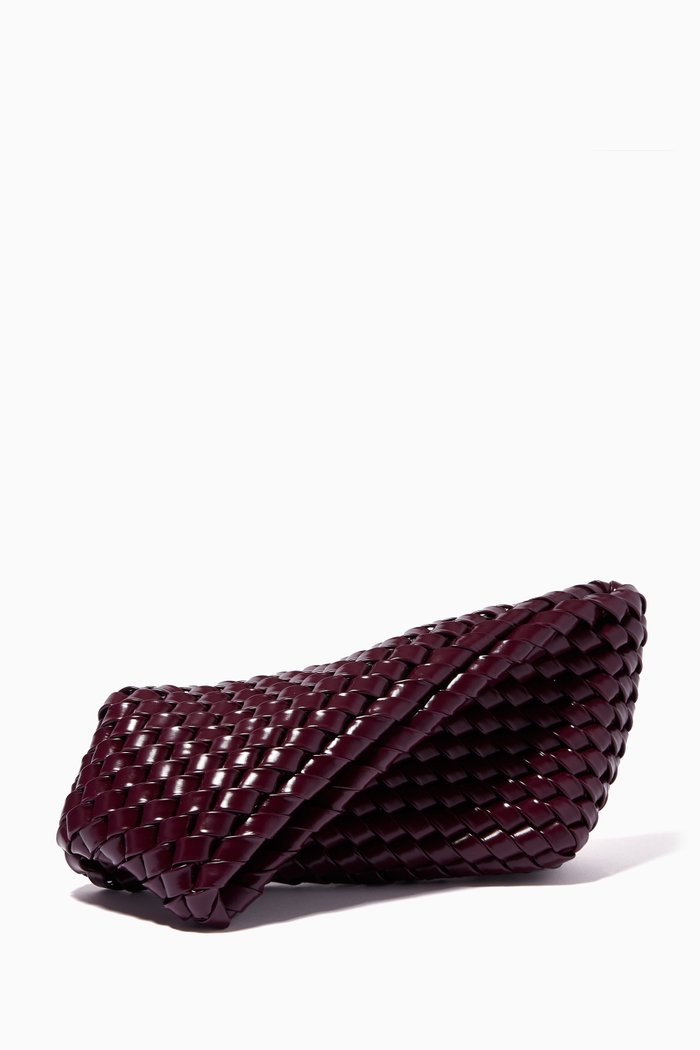 

Small Structure Clutch in Intrecciato Brushed Leather, Burgundy