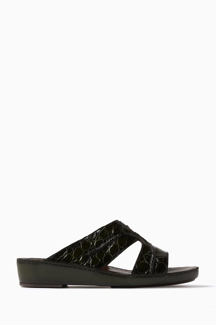 

Peninsula Laceto Degrade Sandals in Crocodile Leather, Green