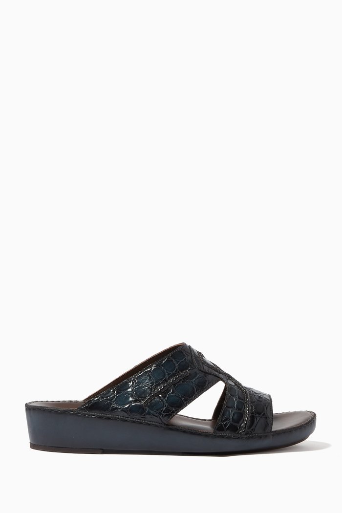 

Peninsula Laceto Degrade Sandals in Crocodile Leather, Grey
