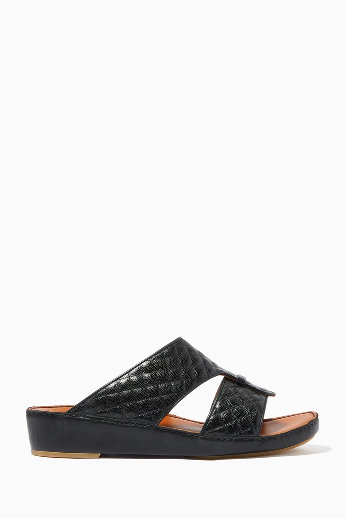 

Cerchio Caviar Sandals in Goat Leather, Black