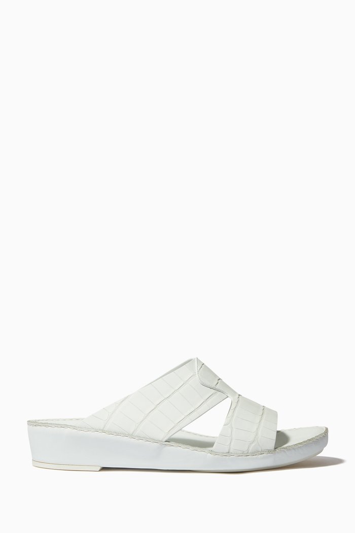 

Peninsula Limited Edition Sandals in Alligator Skin, White