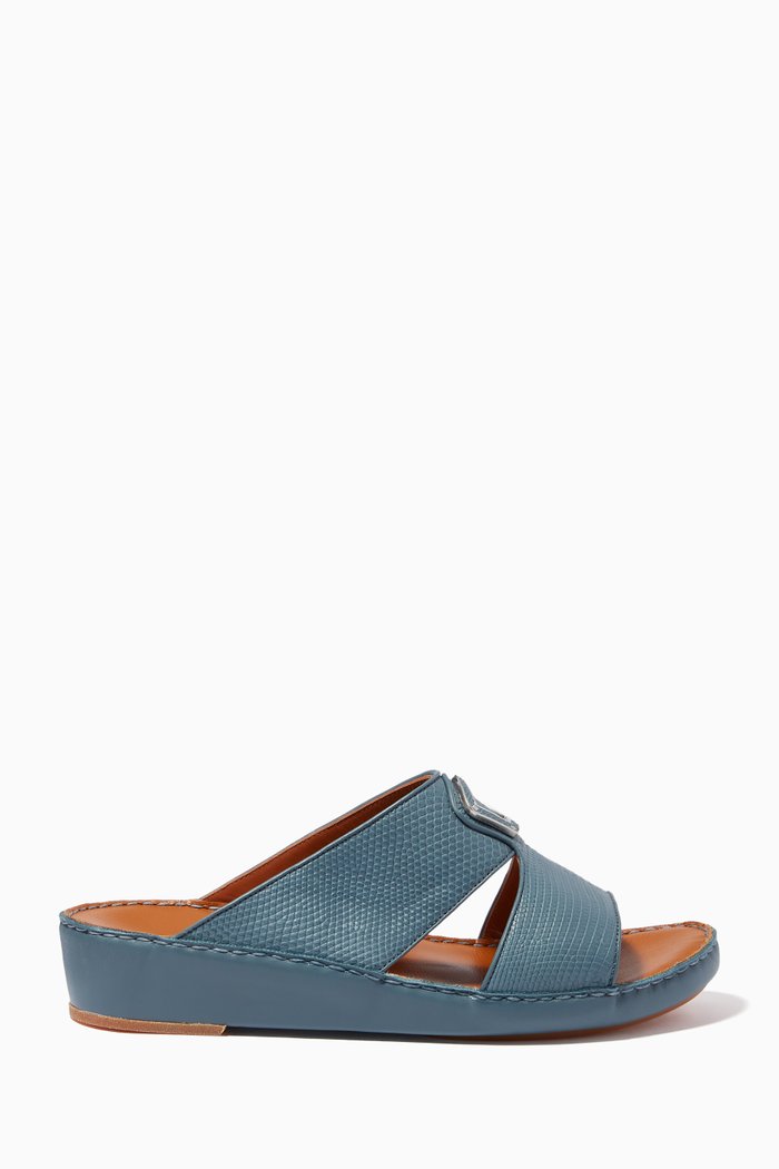 

Peninsula Sandals in Lizard Leather, Blue