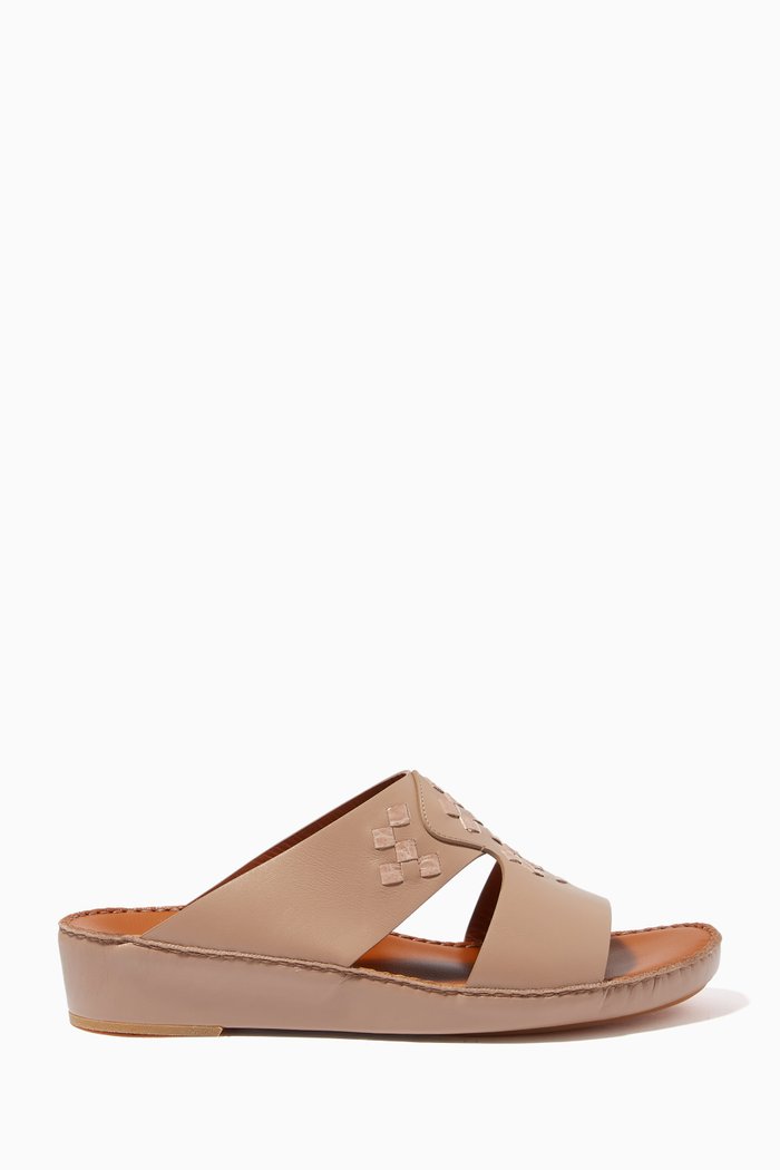 

Peninsula Crocodile Insert Sandals in Softcalf, Neutral