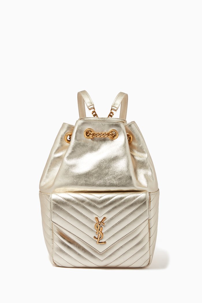

Backpack in Lamé Leather, Gold