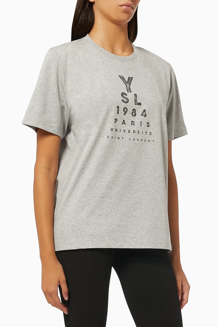 

"YSL 1984" T-shirt in Organic Cotton Jersey, Grey