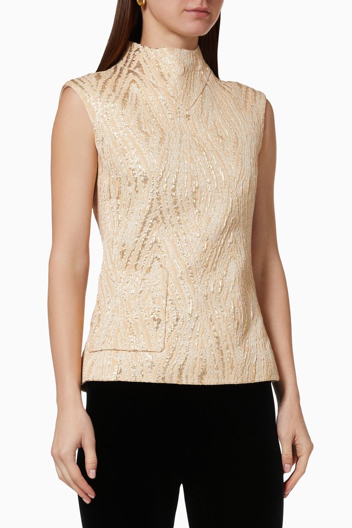 Sleeveless Tunic in Moiré, Neutral