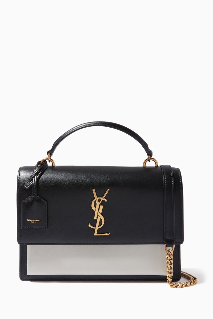 

Medium Sunset Bag in Smooth Leather, Black