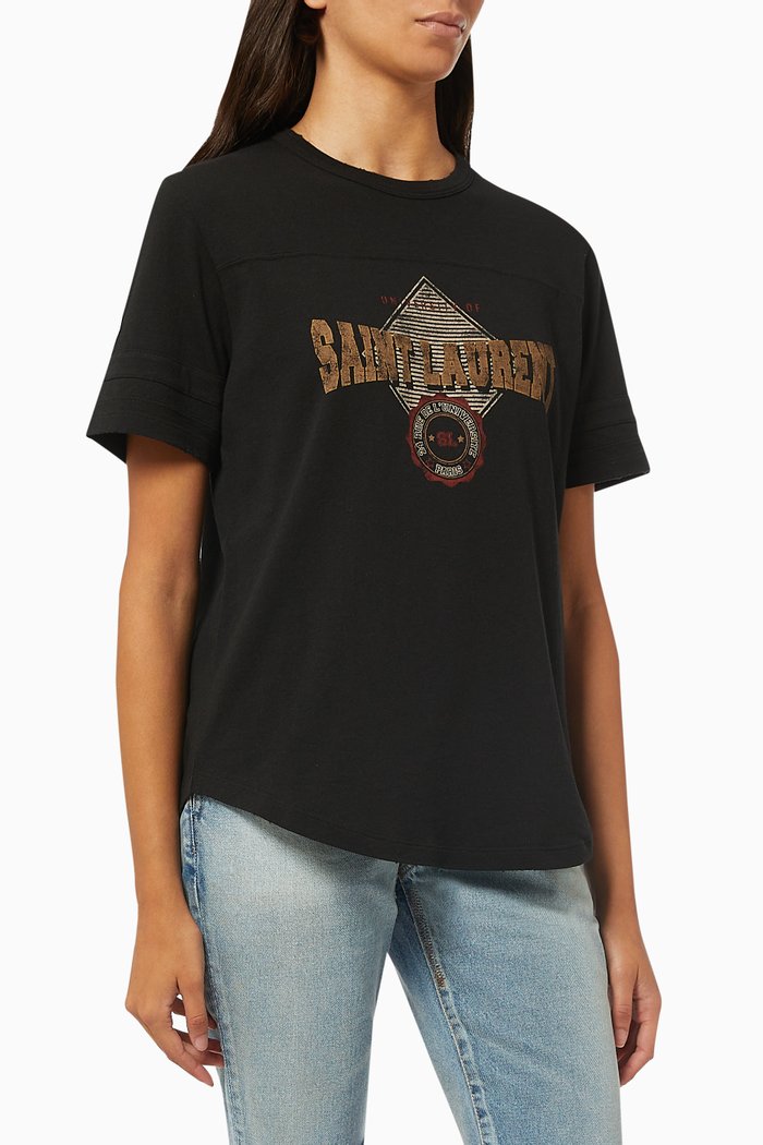 

"University of SAINT LAURENT" T-shirt in Vintage Jersey, Black