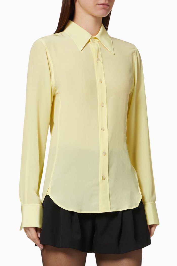 

Fitted Shirt in Silk Crêpe de Chine, Yellow