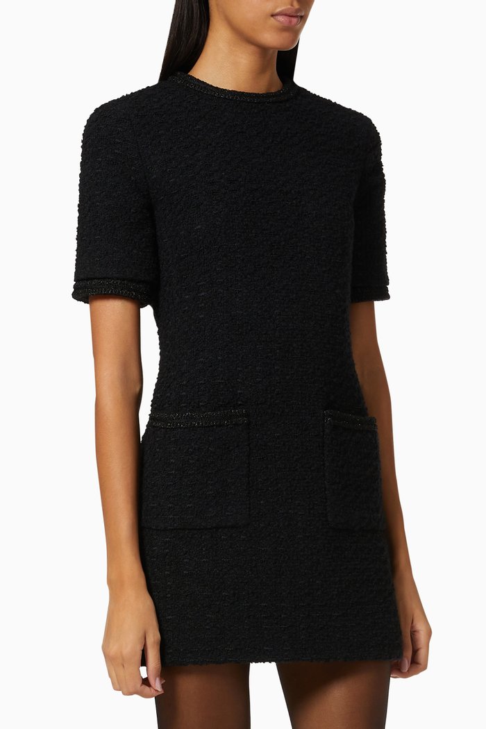 

Dress in Tweed with Braided Details, Black