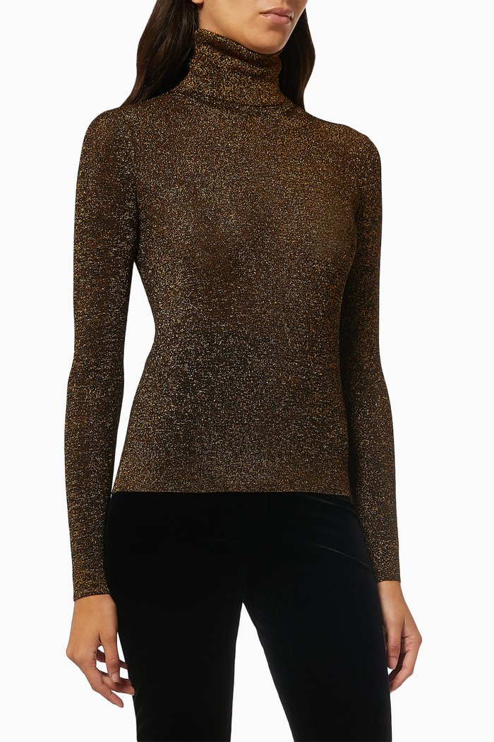 

Turtleneck Sweater in Ribbed Lurex, Black