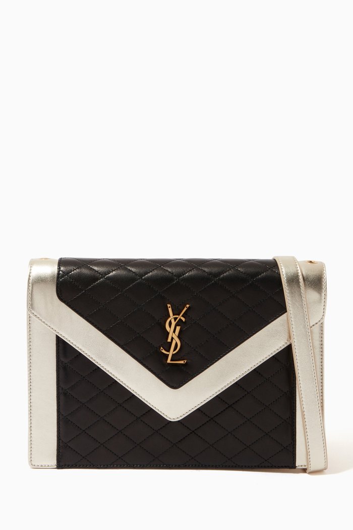 

Gaby Satchel in Quilted Lambskin & Lamé Leather, Black