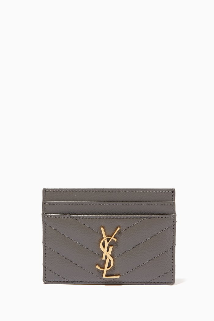 

Cassandre Card Case in Matelassé Leather, Grey