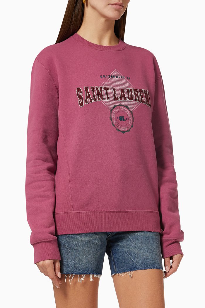 

"University of SAINT LAURENT" Sweatshirt in Vintage Jersey, Pink