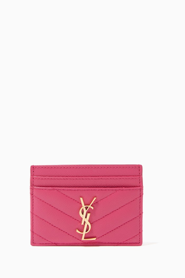 

Cassandre Card Case in Matelassé Leather, Purple