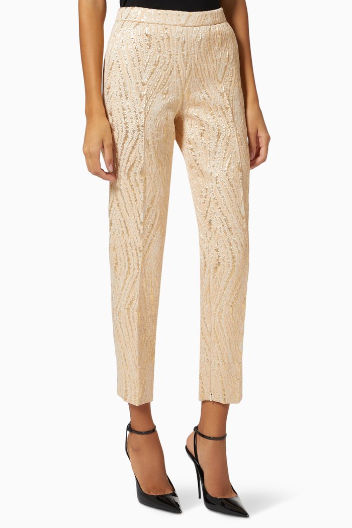 

High-rise Pants in Moiré, Neutral