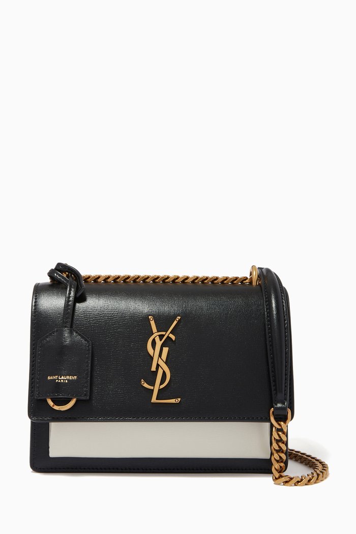 Small Sunset Bag in Smooth Leather, Black