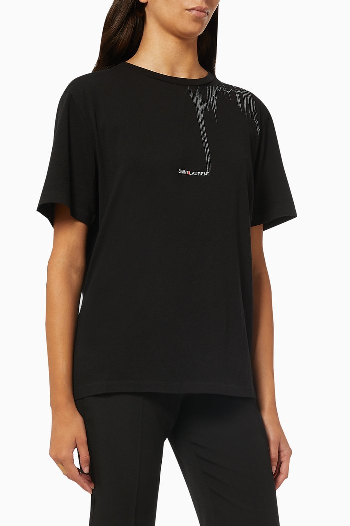 

SAINT LAURENT Rive Gauche Rock T-shirt in Organic Cotton Jersey, Black