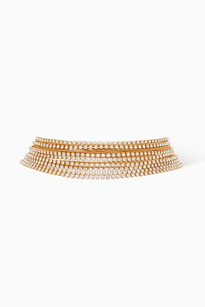 

Crystal Chains Choker in Metal, Gold