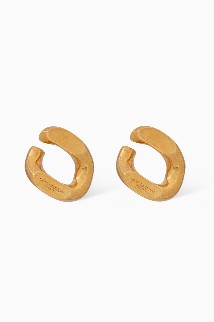 

Oversized Curb Chain Earrings in Brass, Gold