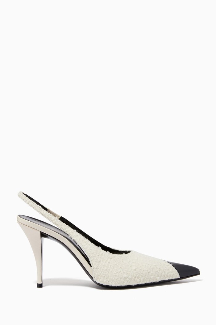 

Vesper Slingback Pumps in Bouclé Tweed, White