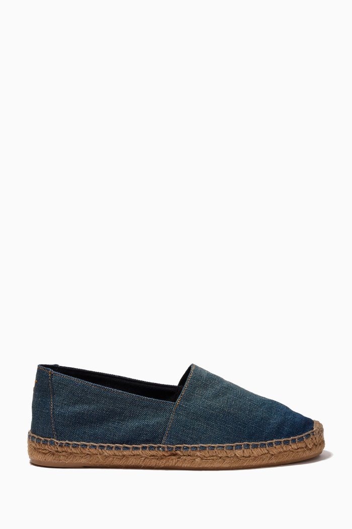 

YSL Embroidered Espadrilles in Denim, Blue
