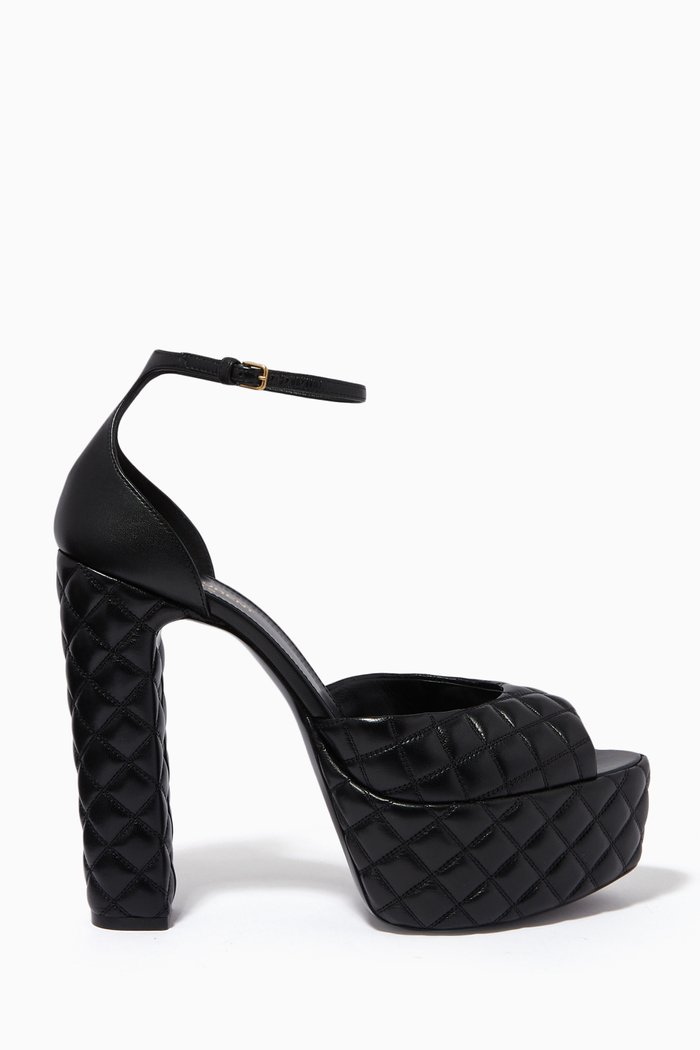 

Jodie Platform Sandals in Quilted Leather, Black