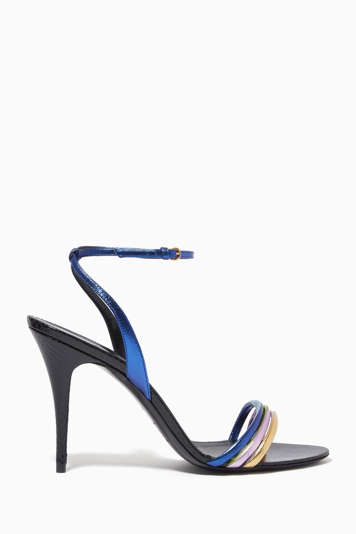 

Manhattan Sandals in Metallic Ayers Effect Leather, Blue
