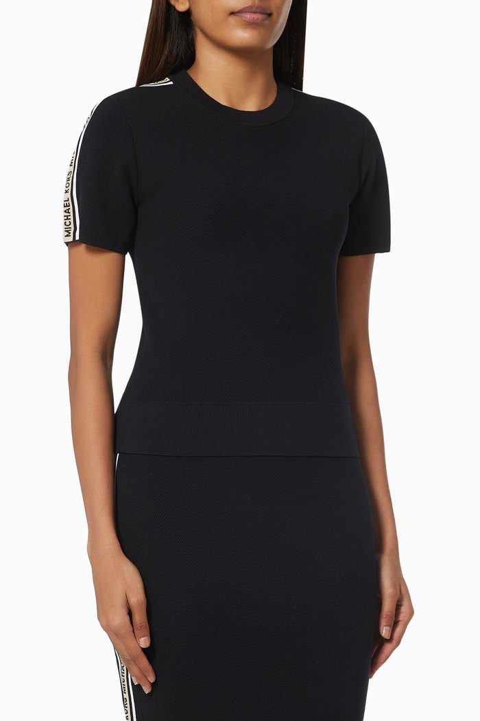 

Logo Tape Sweater in Textured Nylon, Black