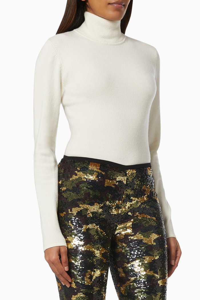 Turtleneck Bodysuit in Cashmere, White