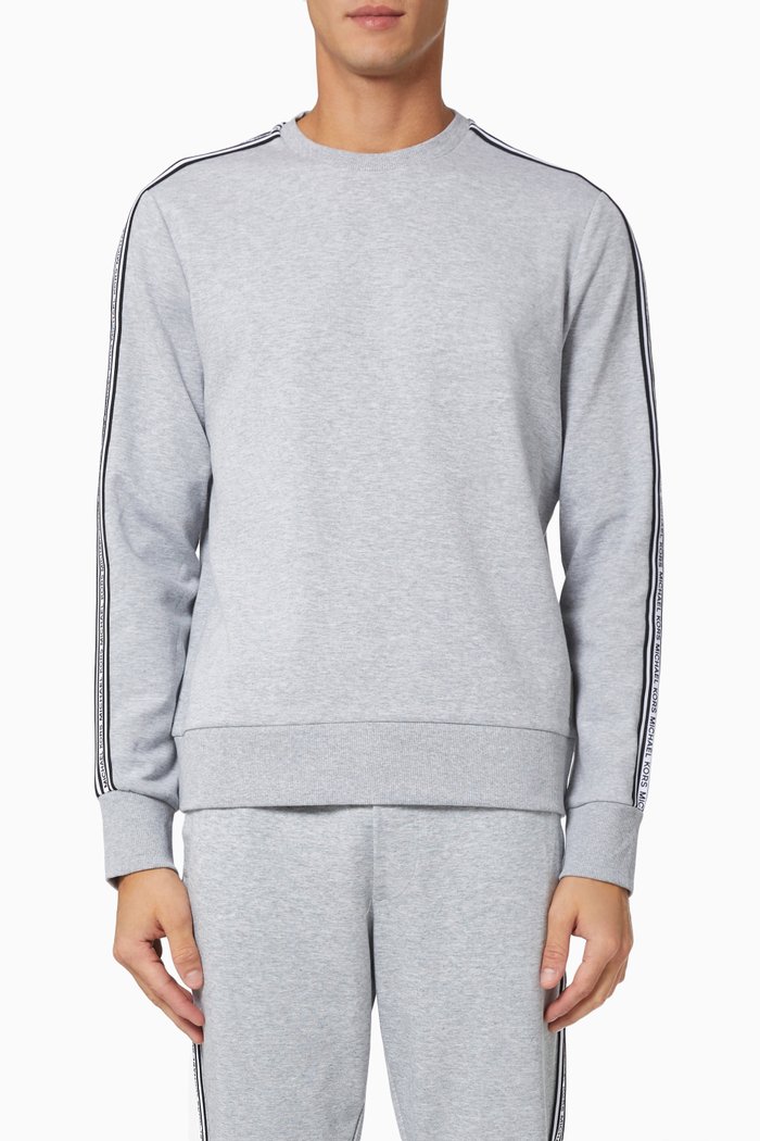 

Logo Trim Jumper in Cotton Blend, Grey