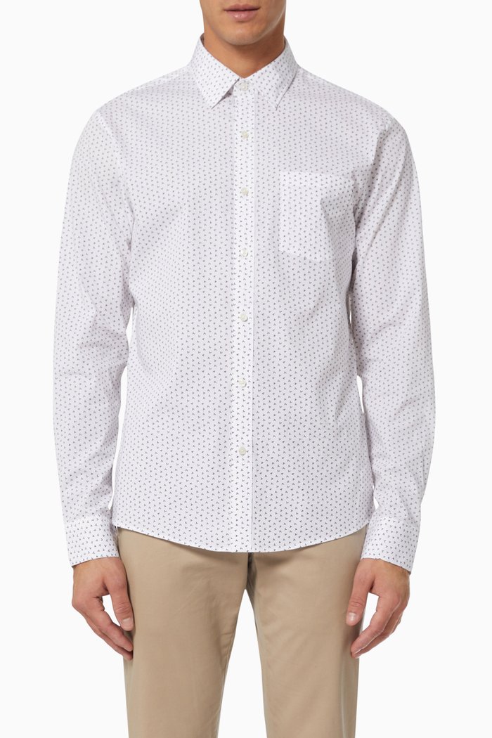 

Geo Leaf Print Shirt in Cotton, White