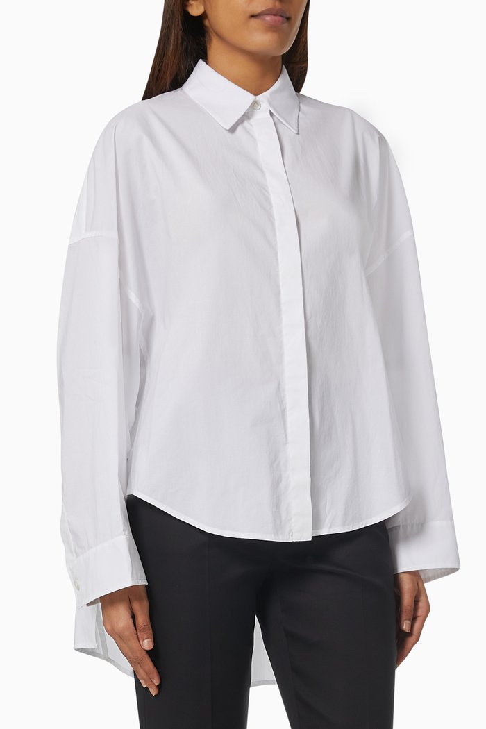 

Cape Shirt in Cotton Poplin, White